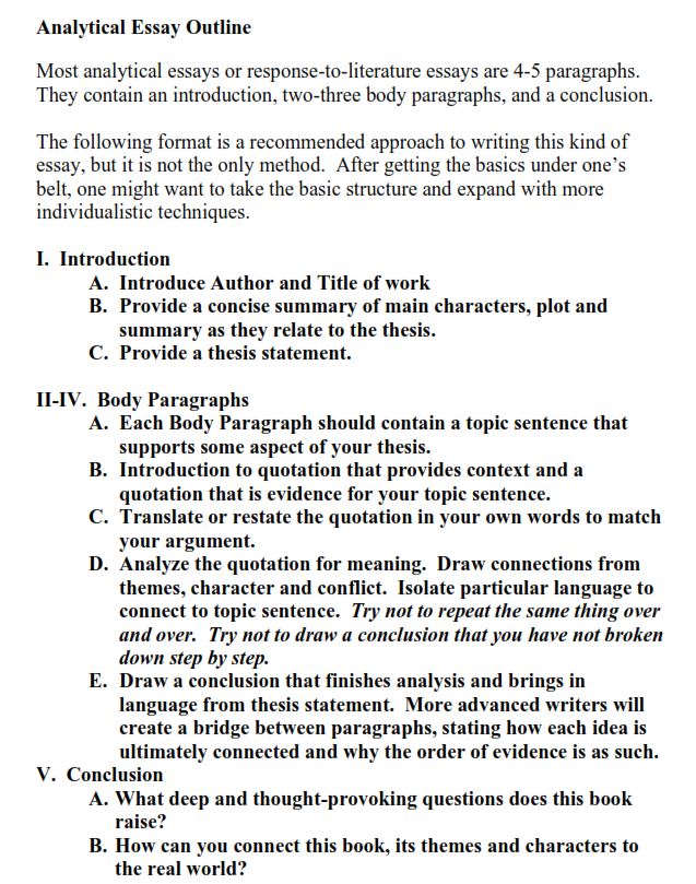 analytical essay template pdf