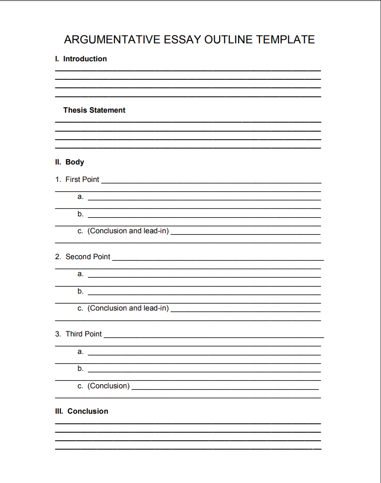 fill out the argumentative essay outline