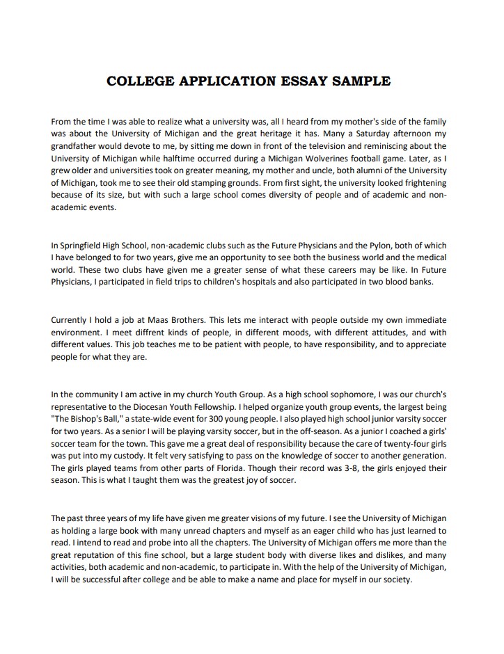 good college essays for admission