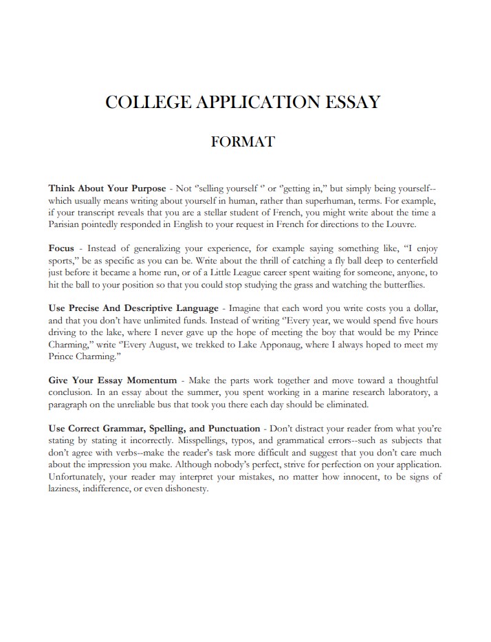 how to format a college essay application