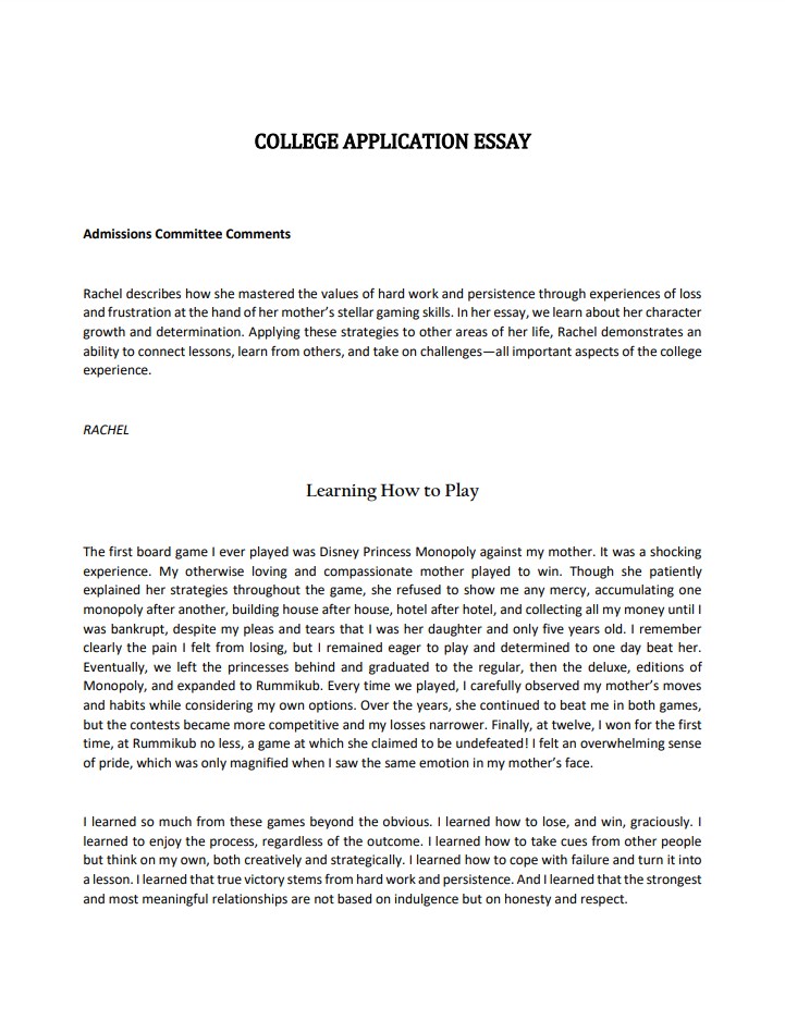 format of application essay