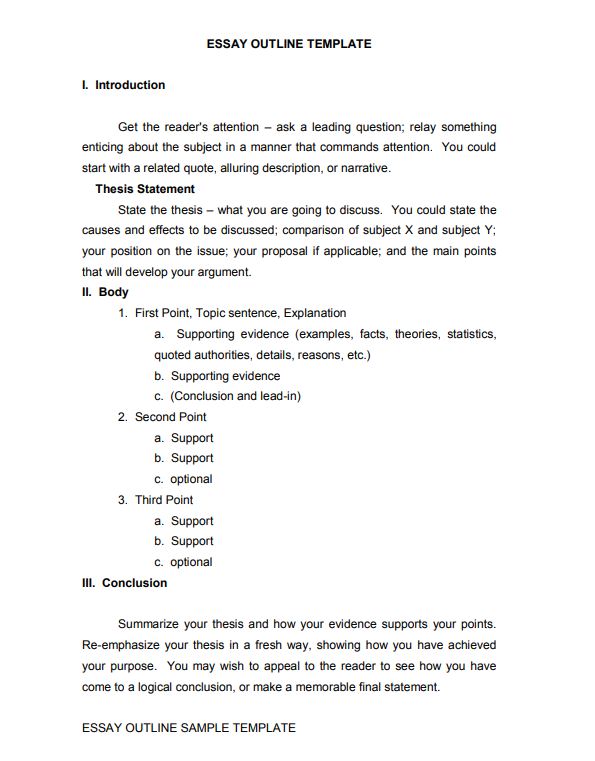 sample outline template for essay